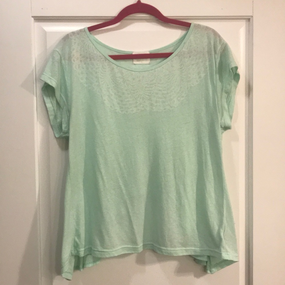 Idlewild seafoam green t-shirt with back fringe